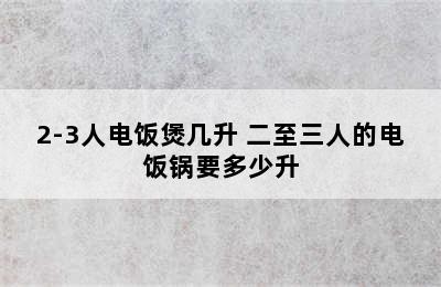 2-3人电饭煲几升 二至三人的电饭锅要多少升